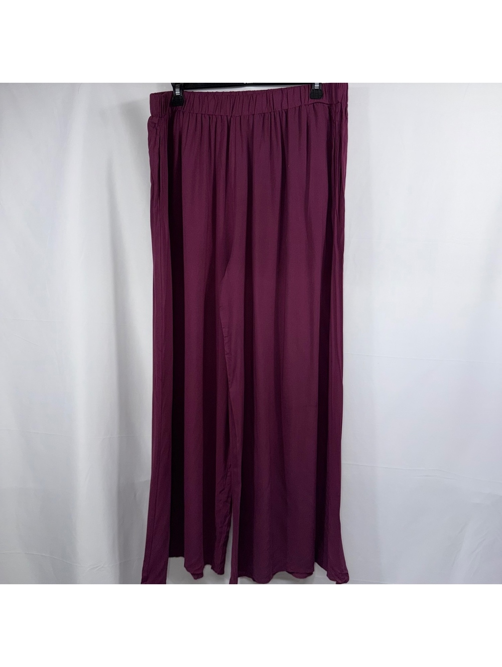 Monzie & Me Boutique Wide Leg Palazzo Pants Burgundy Cotton Women’s XL